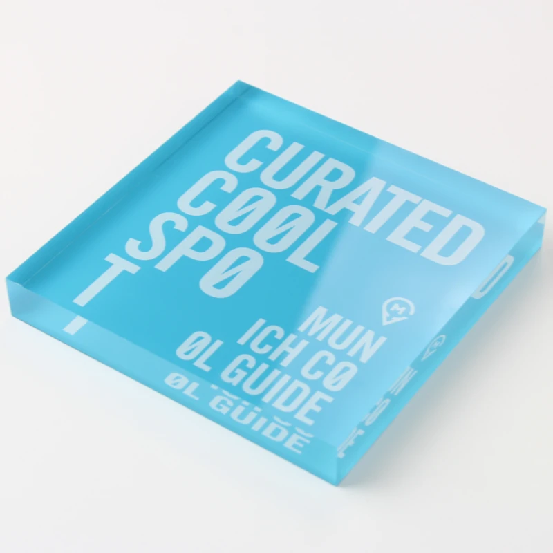 SA001 clear blue acrylic with text printing