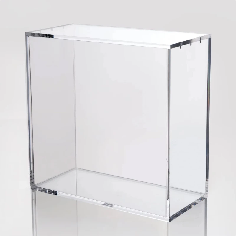 Caja Expositora de Acrílico Transparente con Tapa Abatible de Cierre Magnético