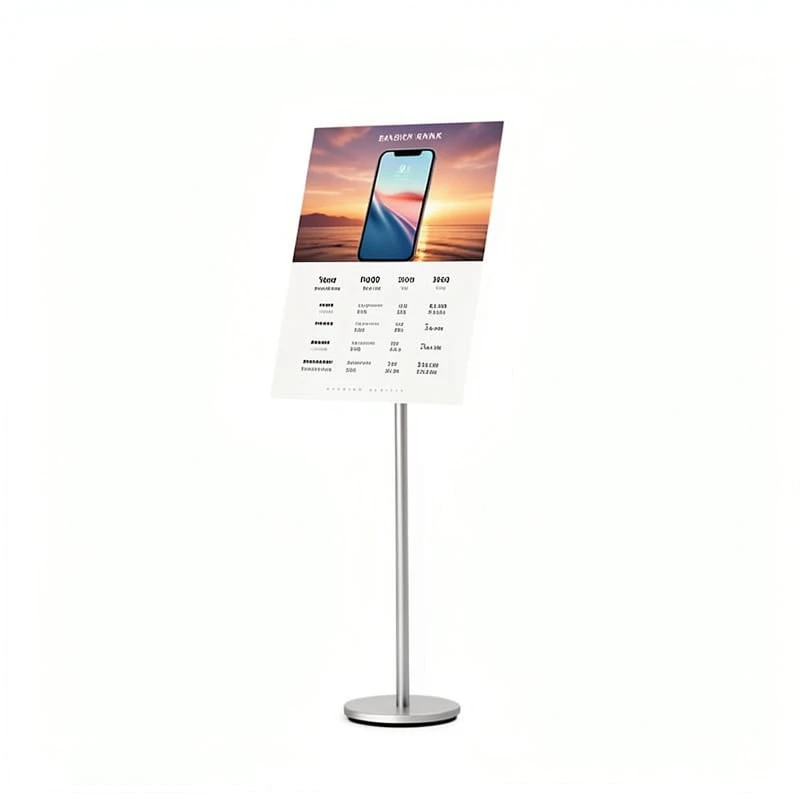 Floor Standing Clip-on Poster Display Stand with Round Base