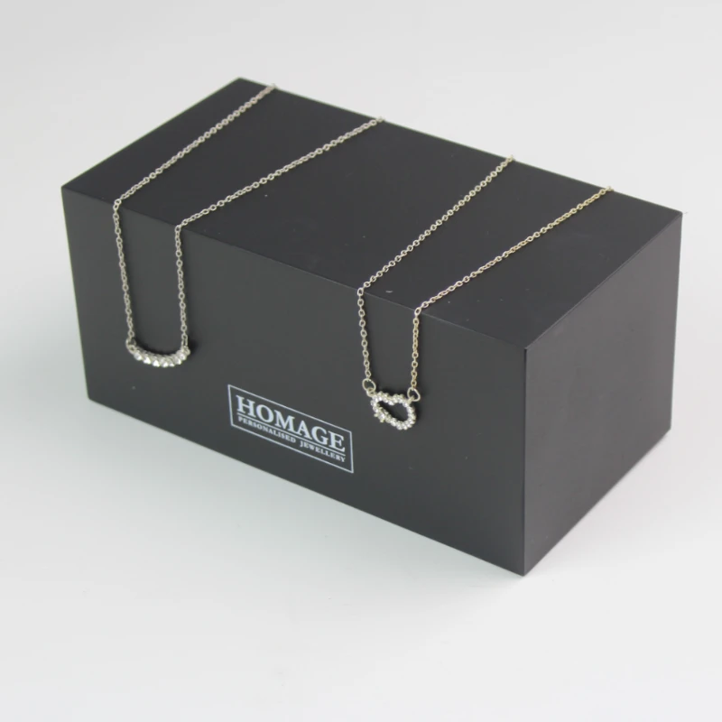 Black Acrylic Necklace Display Block with Hidden Hooks