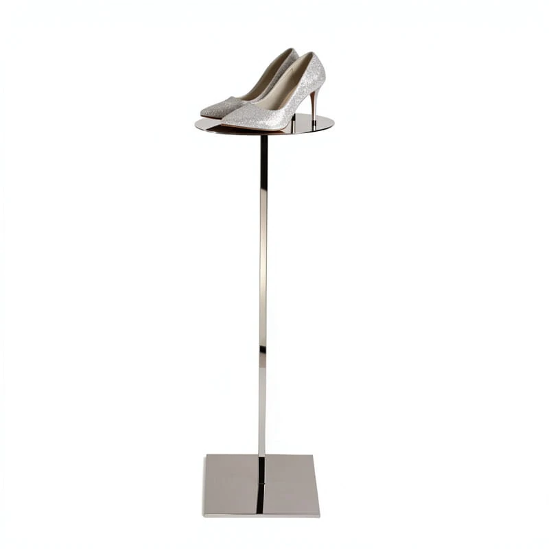 SR022-displaying a pair of silver high-heel